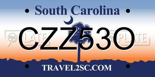 CZZ53O South Carolina License Plate