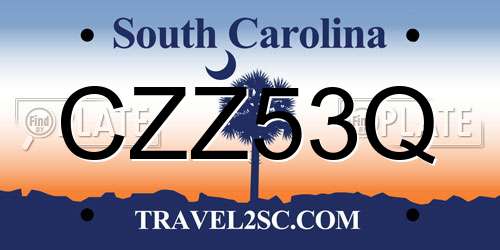 CZZ53Q South Carolina License Plate