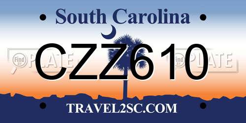 CZZ610 South Carolina License Plate