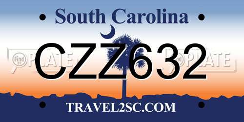 CZZ632 South Carolina License Plate