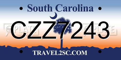 CZZ7243 South Carolina License Plate