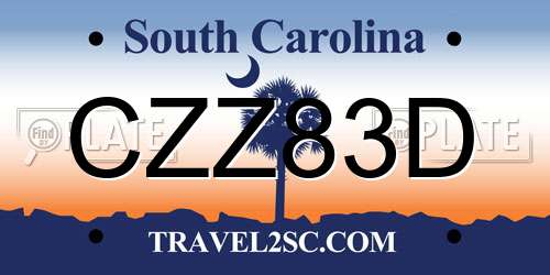 CZZ83D South Carolina License Plate