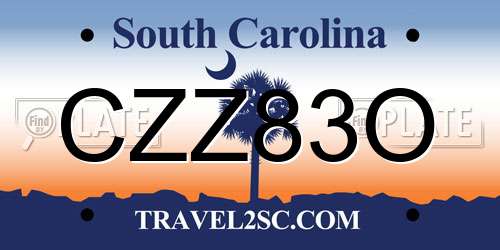 CZZ83O South Carolina License Plate
