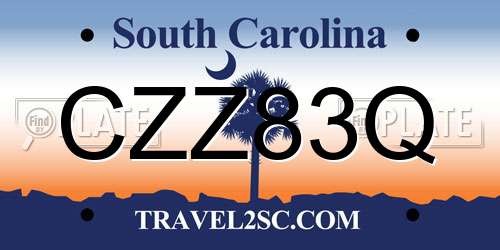 CZZ83Q South Carolina License Plate