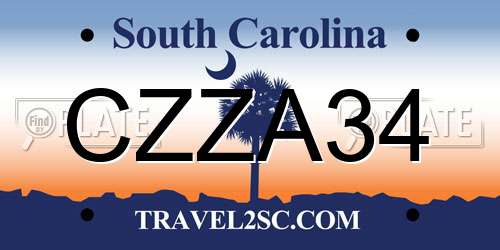 CZZA34 South Carolina License Plate
