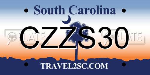 CZZS30 South Carolina License Plate