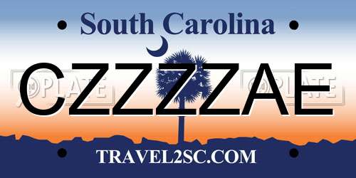 CZZZZAE South Carolina License Plate