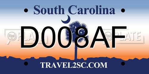 D008AF South Carolina License Plate