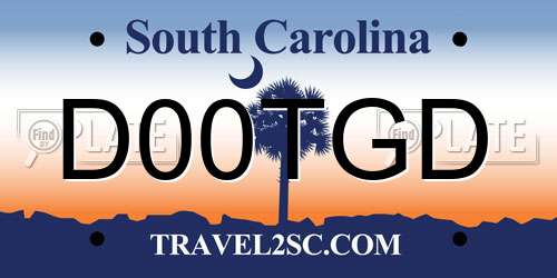 D00TGD South Carolina License Plate