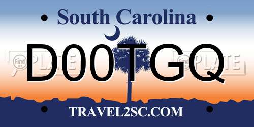 D00TGQ South Carolina License Plate