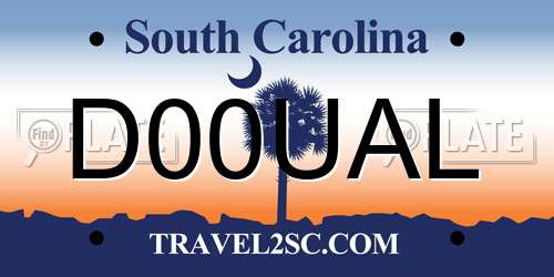 D00UAL South Carolina License Plate