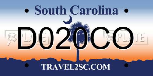 D020CO South Carolina License Plate