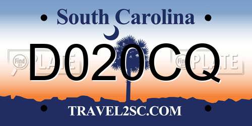 D020CQ South Carolina License Plate