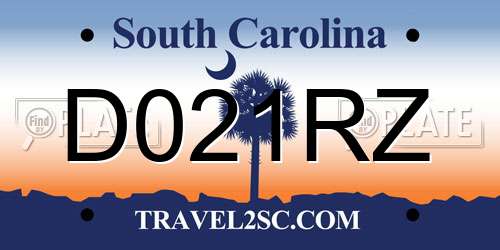 D021RZ South Carolina License Plate