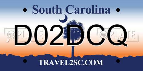 D02DCQ South Carolina License Plate