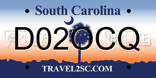 D02OCQ South Carolina License Plate