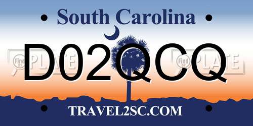 D02QCQ South Carolina License Plate