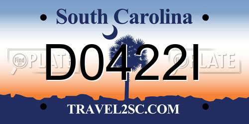 D0422I South Carolina License Plate