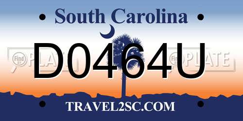 D0464U South Carolina License Plate