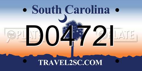 D0472I South Carolina License Plate