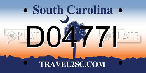 D0477I South Carolina License Plate