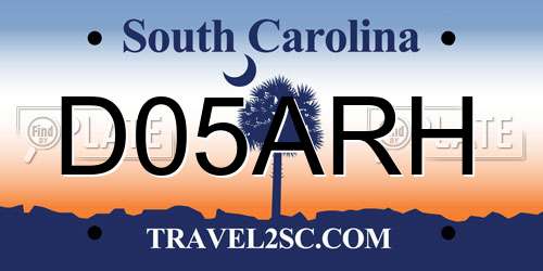 D05ARH South Carolina License Plate