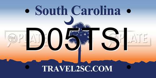 D05TSI South Carolina License Plate