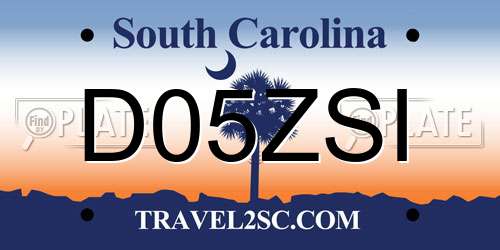 D05ZSI South Carolina License Plate