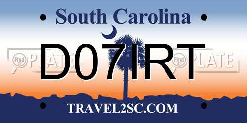 D07IRT South Carolina License Plate