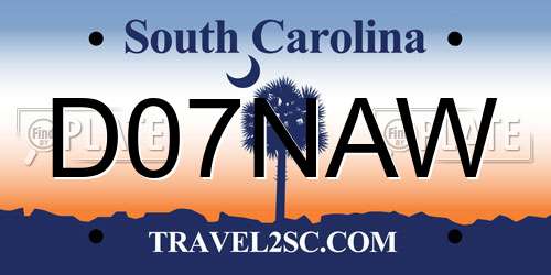 D07NAW South Carolina License Plate