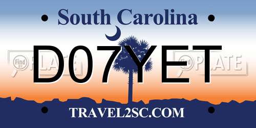 D07YET South Carolina License Plate
