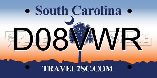 D08VWR South Carolina License Plate