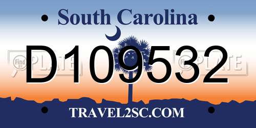 D109532 South Carolina License Plate