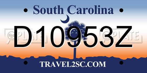 D10953Z South Carolina License Plate