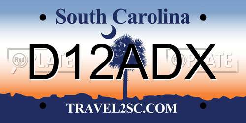 D12ADX South Carolina License Plate