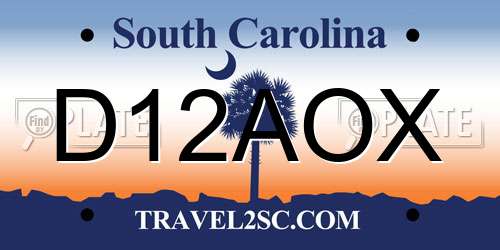 D12AOX South Carolina License Plate