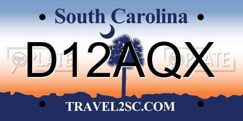 D12AQX South Carolina License Plate