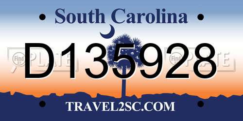D135928 South Carolina License Plate