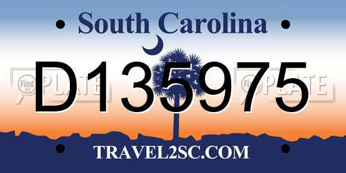 D135975 South Carolina License Plate