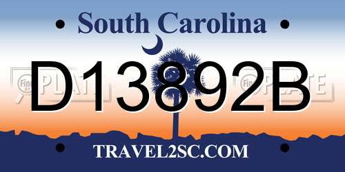D13892B South Carolina License Plate