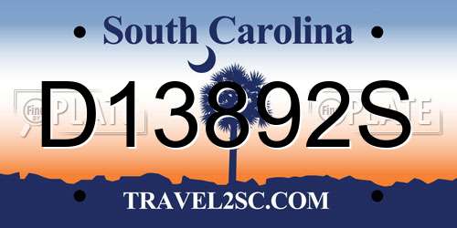 D13892S South Carolina License Plate