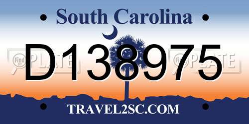 D138975 South Carolina License Plate