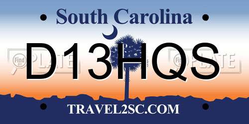 D13HQS South Carolina License Plate