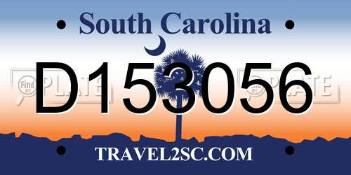 D153056 South Carolina License Plate