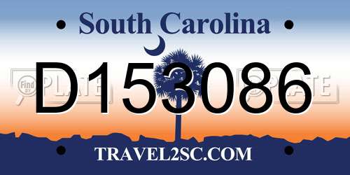 D153086 South Carolina License Plate