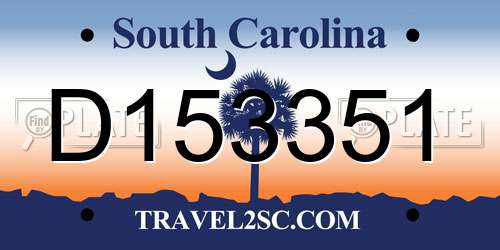 D153351 South Carolina License Plate