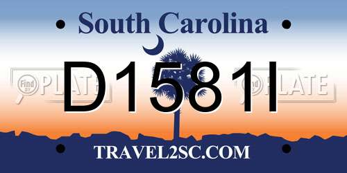 D1581I South Carolina License Plate