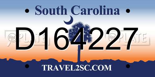 D164227 South Carolina License Plate