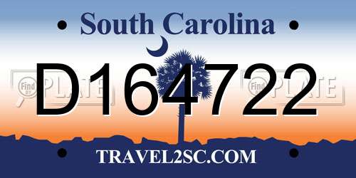 D164722 South Carolina License Plate