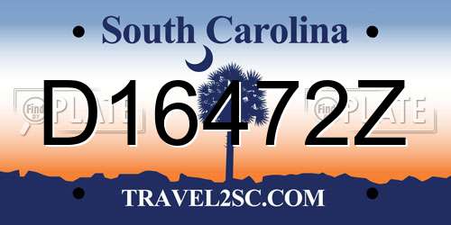 D16472Z South Carolina License Plate